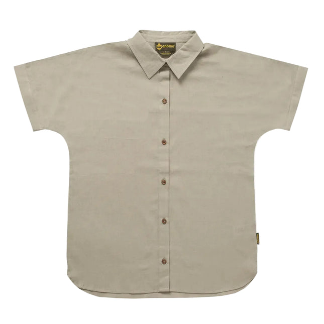 Camisa Gnomo Ginka Mujer Gris Oscuro Algodón Lino Manga Corta
