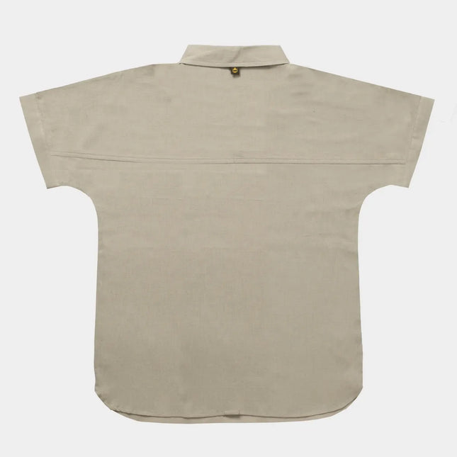 Camisa Gnomo Ginka Mujer Gris Oscuro Algodón Lino Manga Corta