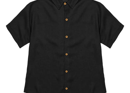 Camisa Gnomo Ginka Mujer Negro Lino Viscosa Manga Corta