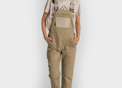 Jardinera Gnomo Kuvira Mujer Beige Algodón Spandex Bolsillos