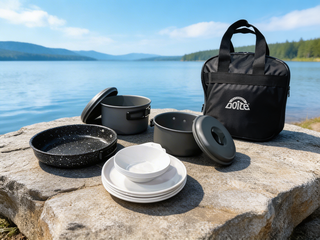 Set De Cocina Premium 4 Personas Doite Gris