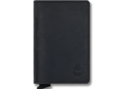 Tarjetero Gnomo Klupnis Cuero Negro Anti Clonación RFID