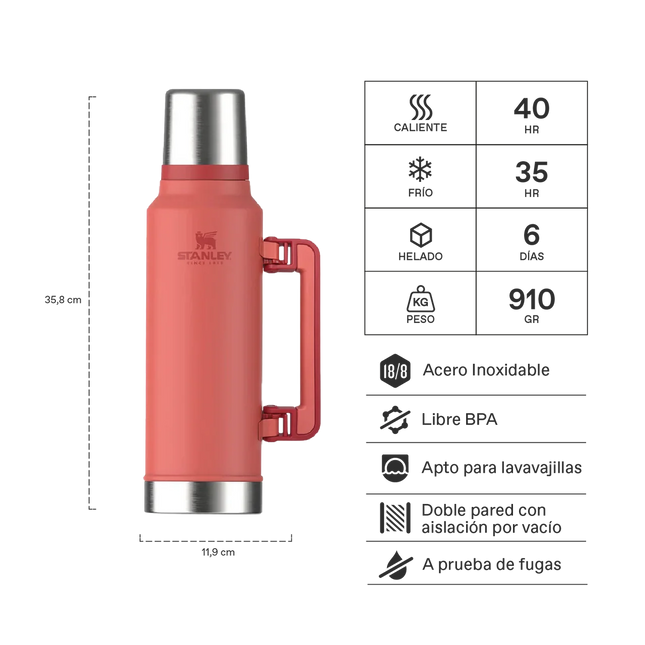 Termo Stanley Classic Vacuum Bottle Hot Coral 1.4 Lts