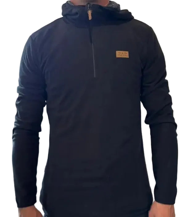 Poleron Haka Honu Taina Con Gorro Negro Tribales