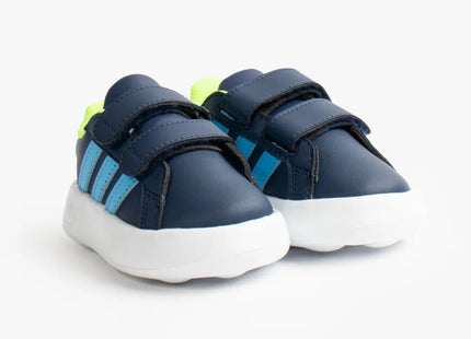 Zapatilla Adidas Grand Court 2.0 Bebé Azul Verde Velcro Reciclado