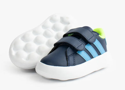 Zapatilla Adidas Grand Court 2.0 Bebé Azul Verde Velcro Reciclado