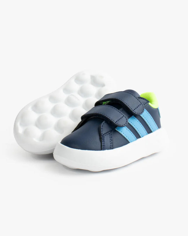 Zapatilla Adidas Grand Court 2.0 Bebé Azul Verde Velcro Reciclado