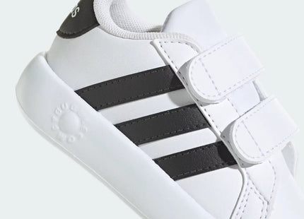 Zapatilla Adidas Grand Court 2.0 Niño/a Blanco Negro Velcro Reciclado Unisex