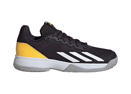 Zapatilla Adidas Courtflash Niño Negro Amarillo Tenis Adiwear