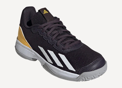 Zapatilla Adidas Courtflash Niño Negro Amarillo Tenis Adiwear