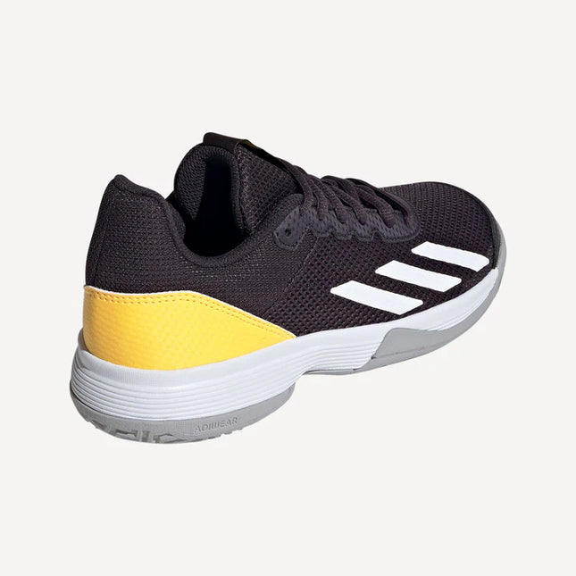 Zapatilla Adidas Courtflash Niño Negro Amarillo Tenis Adiwear