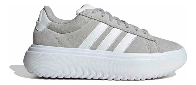 Zapatilla Adidas Grand Court Plataforma Mujer Gris Blanco Cloudfoam