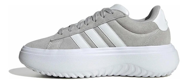 Zapatilla Adidas Grand Court Plataforma Mujer Gris Blanco Cloudfoam