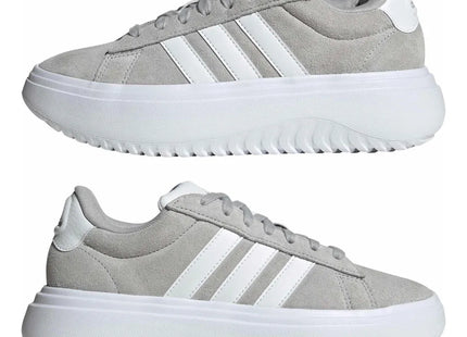 Zapatilla Adidas Grand Court Plataforma Mujer Gris Blanco Cloudfoam