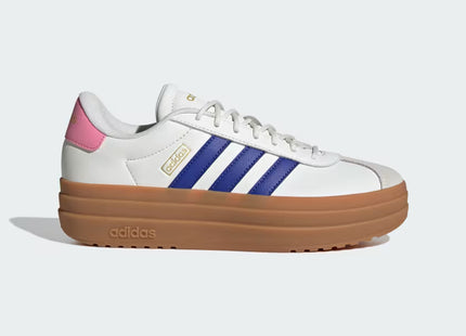 Zapatilla Adidas Blanca Plataforma Líneas Azules Court Bold