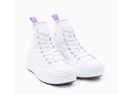 Zapatilla Converse Chuck Taylor All Star Move Blanco Rosa Caña Alta Plataforma