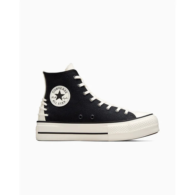 ZAPATILLA CONVERSE MUJER URBANA NEGRA CON CAÑA ALTA Y PLATAFORMA - ZAPATILLAS CONVERSE MUJER CHUCK TAYLOR ALL STAR LIFT BLACK/EGRET/BLACK A12552C