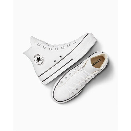 ZAPATILLA CONVERSE MUJER URBANA BLANCA DE CUERO CON CAÑA ALTA Y PLATAFORMA - ZAPATILLAS CONVERSE CHUCK TAYLOR ALL STAR LIFT HIGH WHITE 561676C