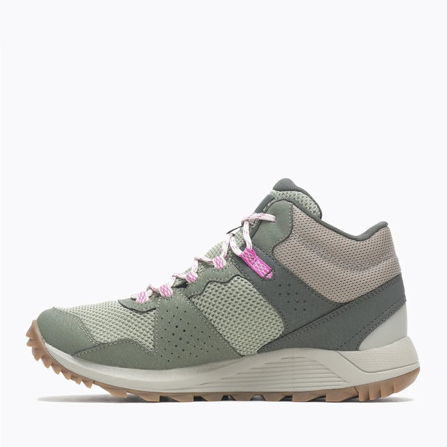 Botín Merrell Wildwood Mid WP Mujer Verde Claro Rosa Impermeable