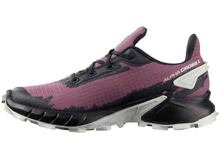 Zapatilla Salomon Alphacross 4 Mujer Gris Moonscape Negro Trail