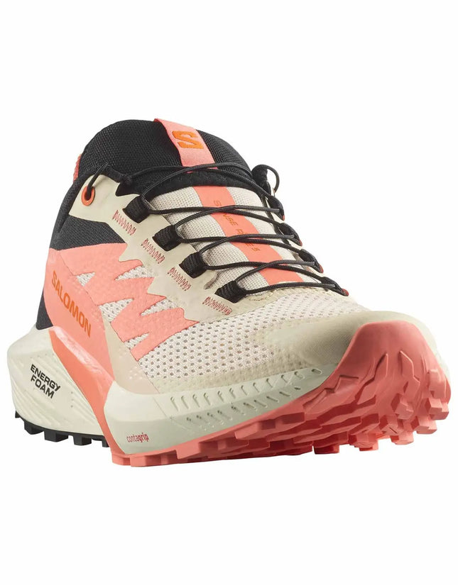 Zapatilla Salomon Sense Ride 5 Mujer Tender Peach Coral Negro Trail