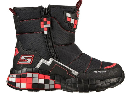 Bota Skechers Mega-Craft Cuboforce Niño Negro Rojo Pixelada