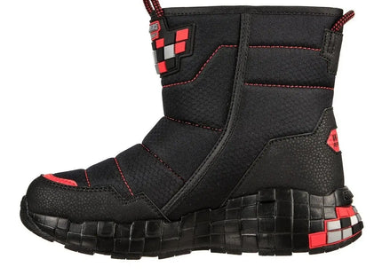 Bota Skechers Mega-Craft Cuboforce Niño Negro Rojo Pixelada