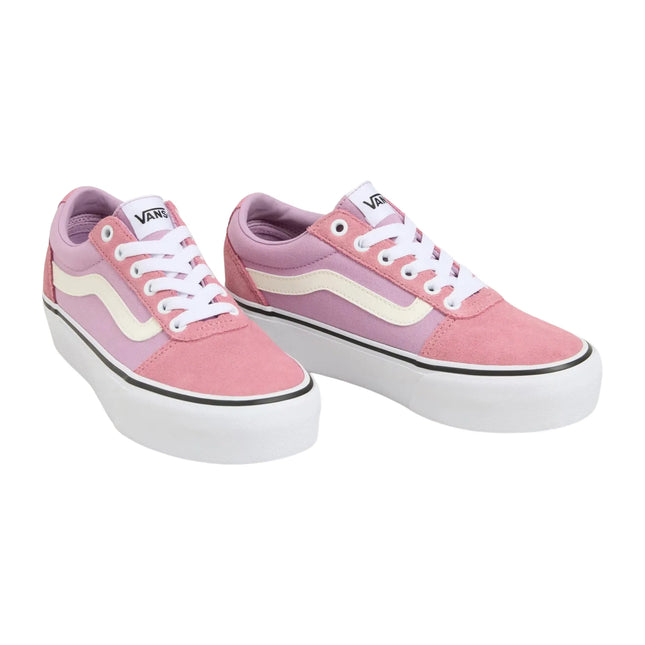 Zapatilla Vans Ward Platform Colorblock Mujer Rosa Blanco Urbana