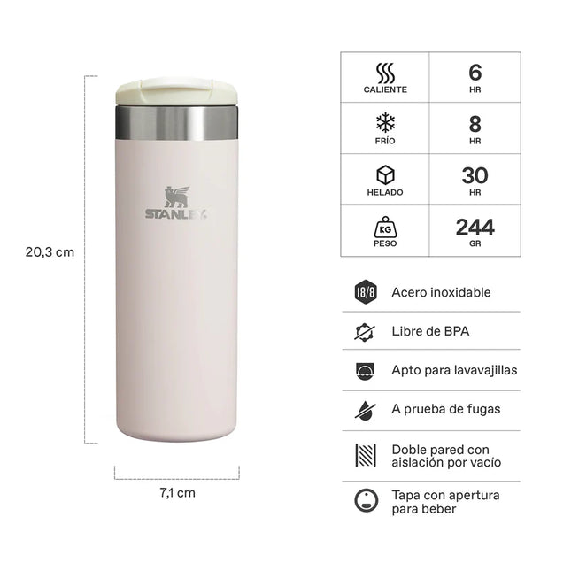 BOTELLA TÉRMICA STANLEY AEROLIGHT ROSA QUARTZ 473 ml