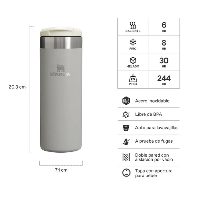 BOTELLA TÉRMICA STANLEY AEROLIGHT COLOR GRIS 473 ML