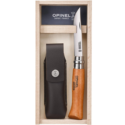 Cuchillo Opinel N°8 Acero Carbono Con Funda Y Caja De Madera