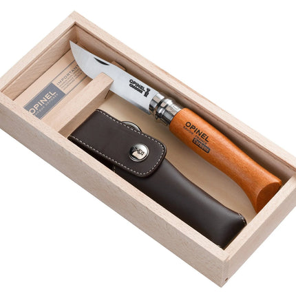 Cuchillo Opinel N°8 Acero Carbono Con Funda Y Caja De Madera