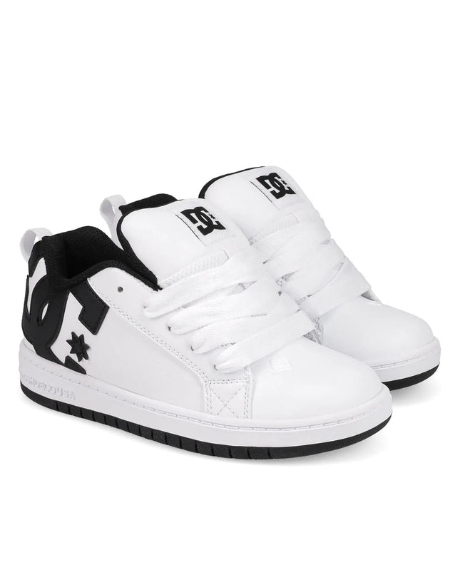 Zapatilla DC Court Graffik Niño Blanco Negro Skate Urbana