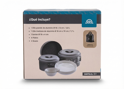 Set De Cocina Premium 4 Personas Doite Gris