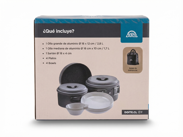 Set De Cocina Premium 4 Personas Doite Gris