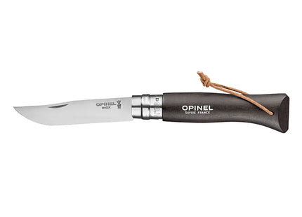 Cuchillo Opinel N°8 Trekking Negro Con Seguro Virobloc Y Correa De Cuero