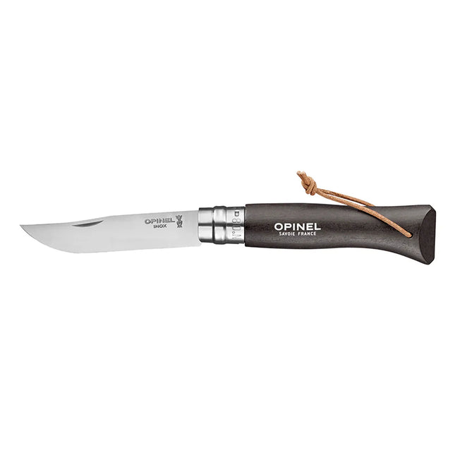Cuchillo Opinel N°8 Trekking Negro Con Seguro Virobloc Y Correa De Cuero